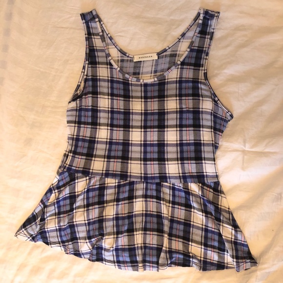 3 FOR $25//Plaid peplum tank - Picture 1 of 2